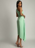 Elegant pleated dress with a pistachio flower AZRHP6987